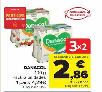 Carrefour Danacol pack 6 oferta