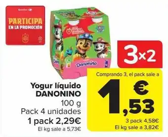 Carrefour Yogur líquido danonino pack 4 oferta