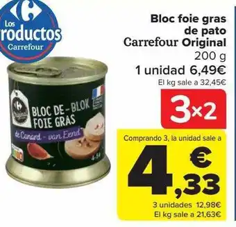 Carrefour Bloc foie gras de pato carrefour original oferta
