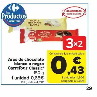 Carrefour Aros de chocolate blanco o negro carrefour classic oferta
