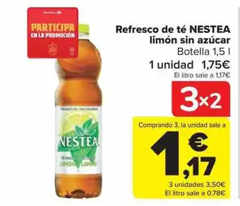 Carrefour Refresco de té nestea limón sin azúcar botella oferta