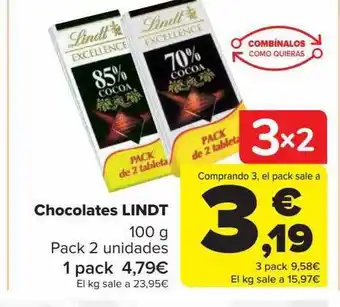 Carrefour Chocolates lindt pack 2 oferta