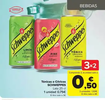 Carrefour Tónicas o cítricos schweppes lata oferta