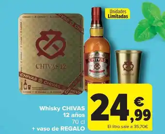 Carrefour Whisky chivas 12 años + vaso de regalo oferta