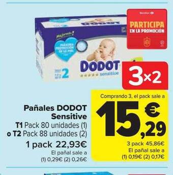 Carrefour Pañales dodot sensitive oferta