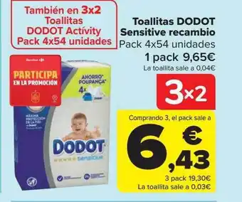 Carrefour Toallitas dodot sensitive recambio pack 4 oferta