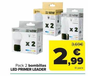 Carrefour Pack 2 bombillas led primer leader oferta