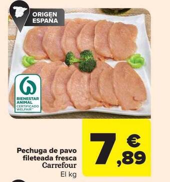 Carrefour Pechuga de pavo fileteada fresca carrefour el kg oferta