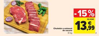 Carrefour Chuletón o entrecot de vacuno el kg oferta
