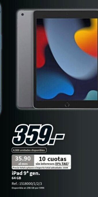 MediaMarkt iPad 9a Gen. 64GB oferta