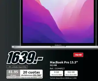 MediaMarkt MacBook Pro 13.3" 512GB oferta