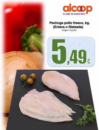 Super Alcoop Pechuga pollo fresco entera o fileteada oferta