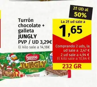 Maskom Supermercados 2a ud al 50% turrón chocolate + galleta jungly oferta