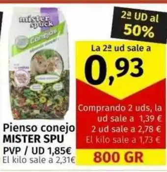 Maskom Supermercados 2a ud al 50% pienso conejo mister spu oferta