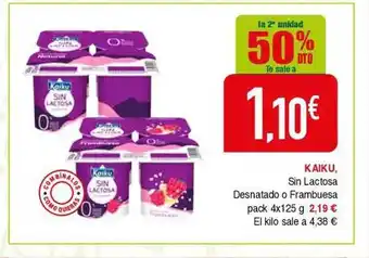 Masymas La 2a unidad 50% dto kaiku sin lactosa desnatado o frambuesa oferta