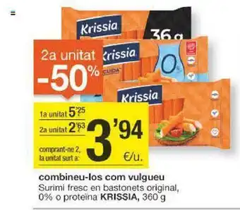 BonpreuEsclat 2a unitat -50% surimi fresc en bastonts original 0% o proteïna krissia oferta