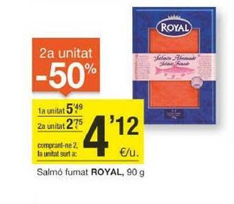 BonpreuEsclat 2a unitat -50% salmó fumat royal oferta