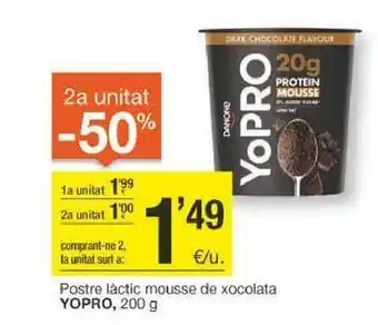 BonpreuEsclat 2a unitat -50% postre làctic mousse de xocolata yopro oferta