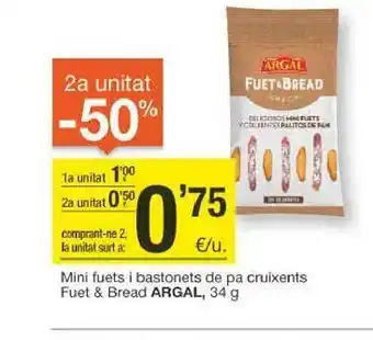 BonpreuEsclat 2a unitat -50% mini fuets i bastonets de pa cruixents fuet & bread argal oferta