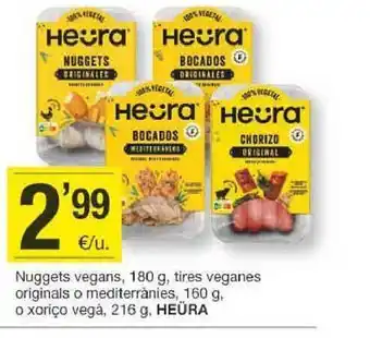 BonpreuEsclat Nuggets vegans tires veganes originales o mediterrànies o xoriço vegà heüra oferta
