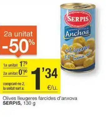 BonpreuEsclat 2a unitat -50% olives lleugeres farcides d'anxova serpis oferta