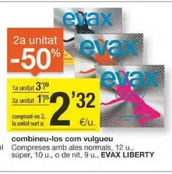 BonpreuEsclat 2a unitat -50% compreses amb ales normals 12 súper o de nit evas liberty oferta