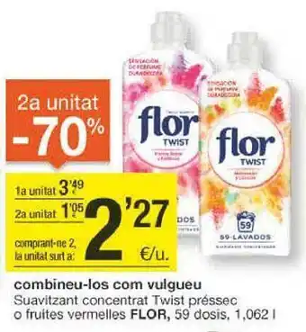 BonpreuEsclat 2a unitat -70% suavitzant concentrat twist préssec o fruites vermelles flor 59 dosis oferta