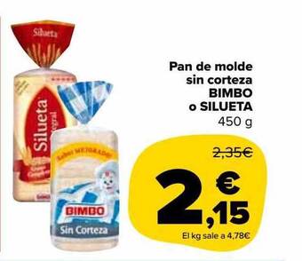 Carrefour Market Pan de molde sin corteza bimbo o silueta oferta