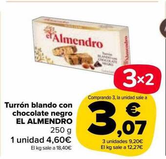 Carrefour Market Turrón blando con chocolate negro el almedro oferta