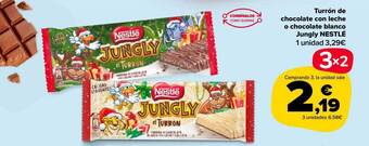 Carrefour Market Turrón de chocolate con leche o chocolate blanco jungly nestlé oferta