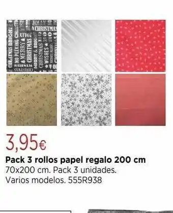 Cadena88 Pack 3 rollos papel regalo 200 cm oferta