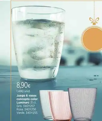 Cadena88 Juego 6 vasos concepto color luminarc oferta