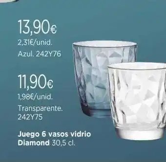 Cadena88 Juego 6 vasos vidrio diamond oferta