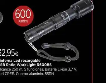 Cadena88 Linterna led recargable sb ratio worklight r600bs oferta