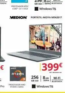Dynos Informática Procesador intel core™ 13-111564 amdet ryzen procesador amd ryzen 3-3200u medion portátil akoya md62017 399€ wi-fi blue oferta