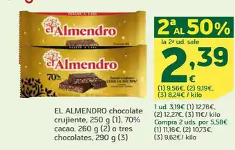 HiperDino Turrón de chocolate el almendro oferta