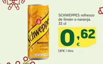 HiperDino Schweppes refresco de limón o naranja oferta