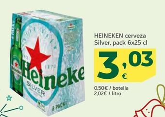 HiperDino Heineken cerveza silver, pack 6x25 cl oferta