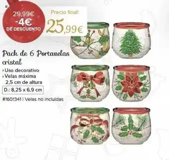 Costco Pack de 6 portavelas cristal oferta