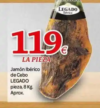 Alsara Supermercados Jamón ibérico de cebo legado pieza aprox oferta
