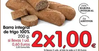Alimerka Barra integral de trigo 100% 200g oferta