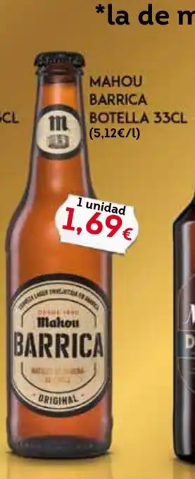Hiper Usera Mahou Barrica Botella 33cl oferta