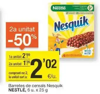 BonpreuEsclat 2a unitat -50% barretes de cereals nesquik nestlé oferta