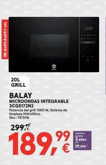 Worten Balay microondas integrable 3cg5172n2 oferta