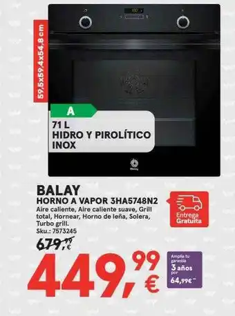 Worten Balay horno a vapor 3ha5748n2 oferta