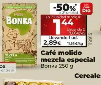 Dia -50% la 2a unidad café molido mezcla especial oferta