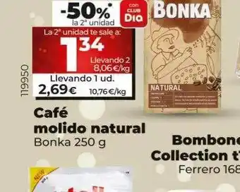 Dia -50% la 2a unidad café molido natural bonka oferta