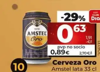 Dia Cerveza oro amstel lata oferta