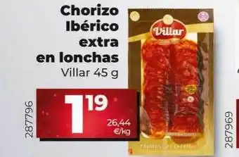 Dia Chorizo ibérico extra en lonchas villar oferta