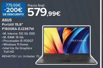 Costco Asus portátil 15.6 oferta